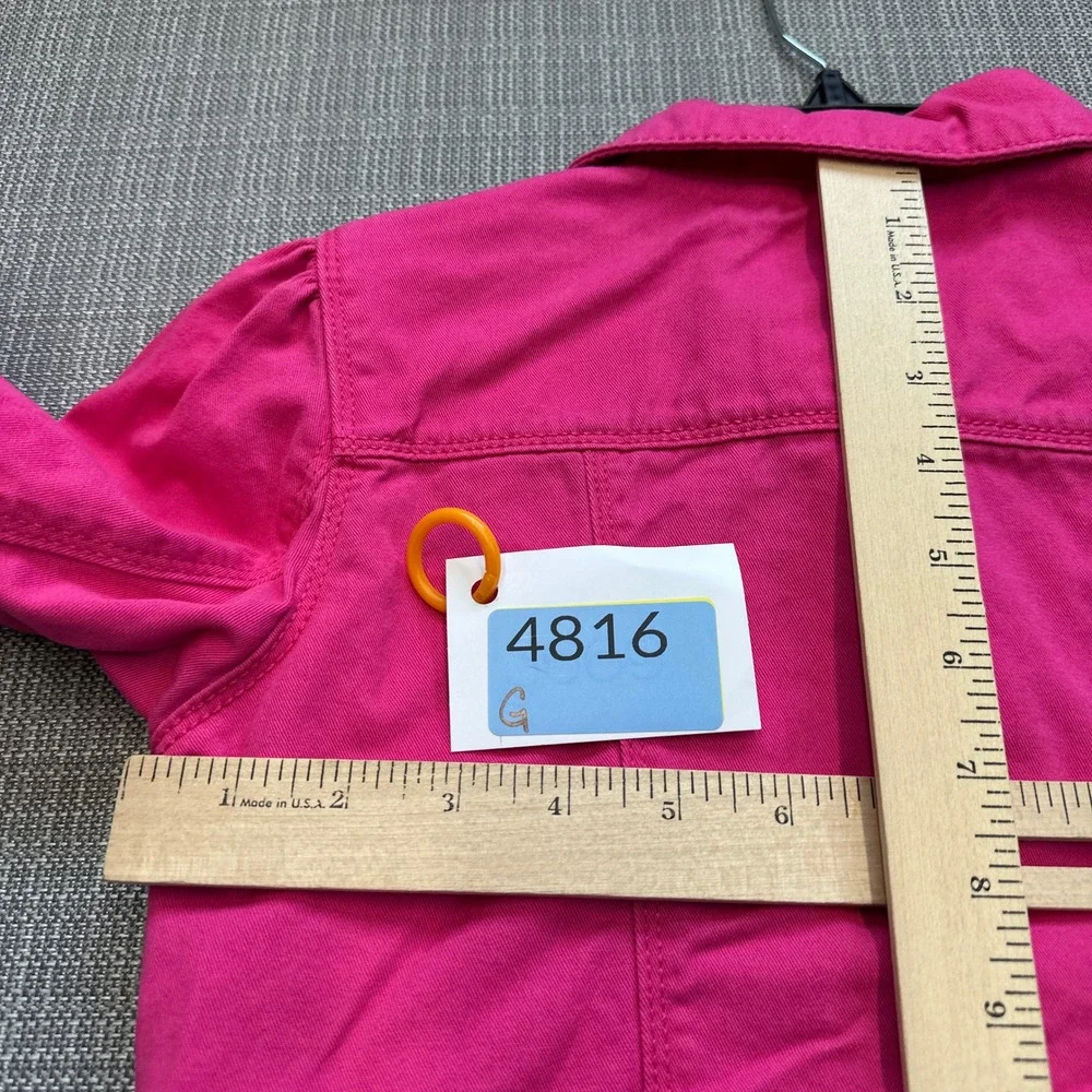 Gymboree Pink Denim Jean Jacket Size M 7-8‎ Puff Sleeve Cute